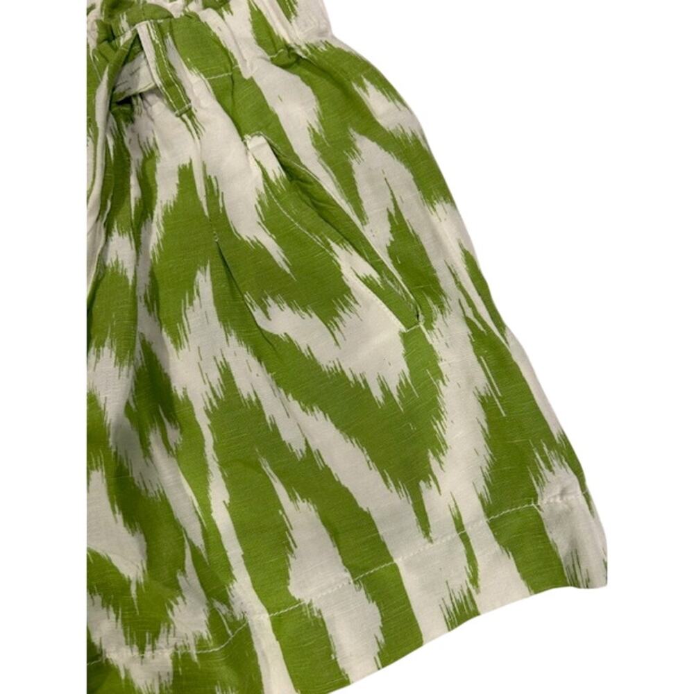 ANTHROPOLOGIE Women's Linen Shorts Shorts SMALL Green White Ikat Paperbag - Picture 9 of 10